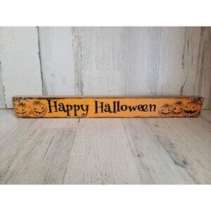 Wooden Happy Halloween glitter pumpkin sign home decor